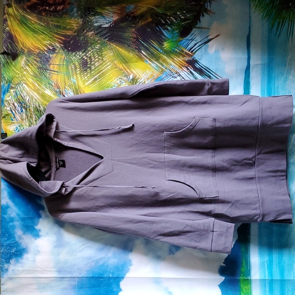 MODA INTERNATIONAL long hoodie with kangaroo pock mid thigh length size S - Picture 1 of 6